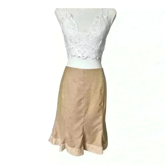 Rebecca Taylor Beige Fit & Flare knee Length Wool Blend Skirt Women’s 10 - Picture 2 of 8